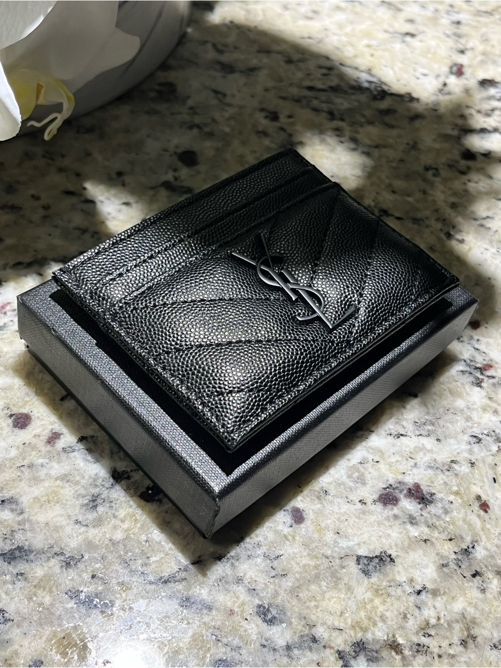 Black Leather Card Holder Wallet YSL Billetera Porta Tarjetas FREE SHIPPING